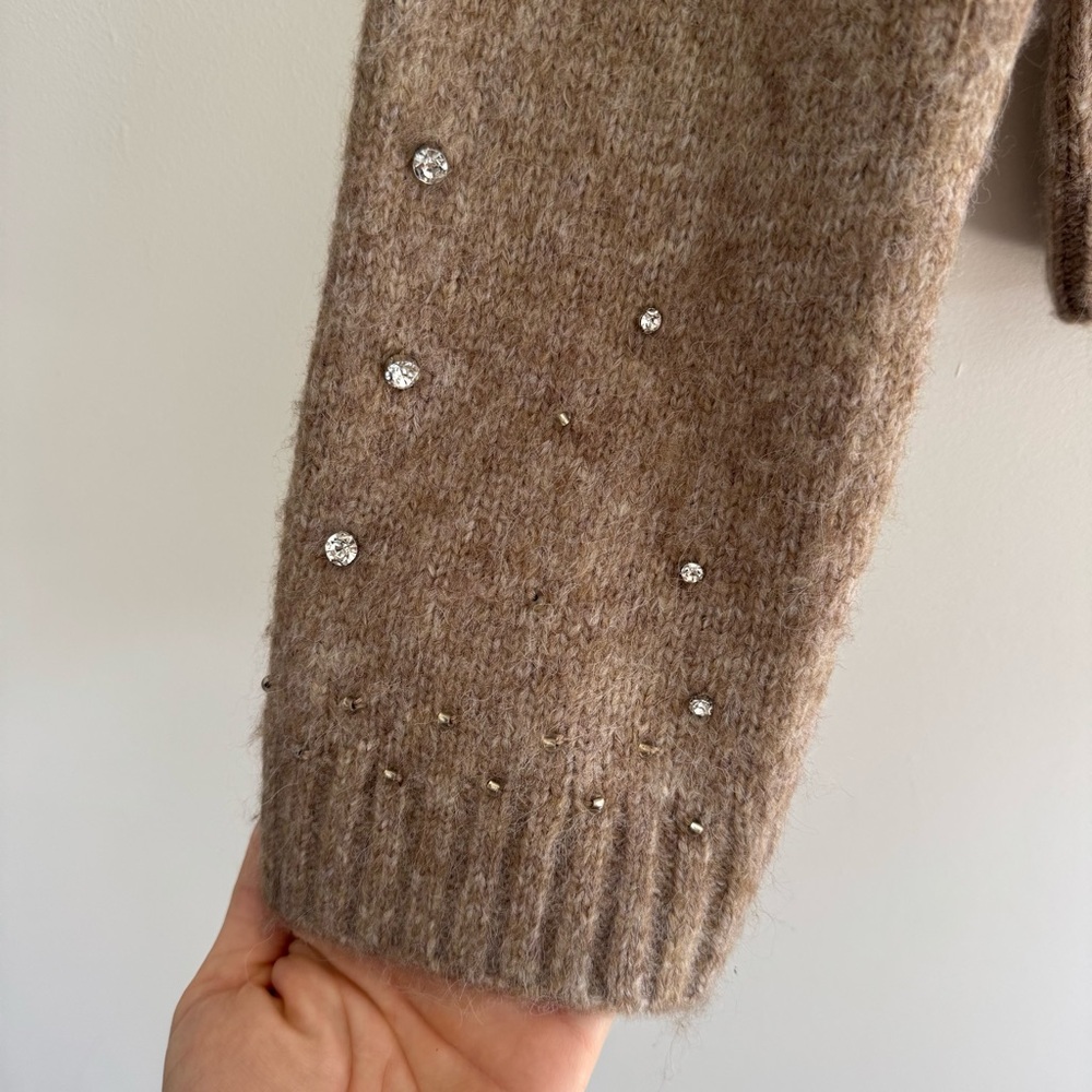 Joie Embellished Rhinestone Oatmeal Sweater Medium NWT - Picture 3 of 6